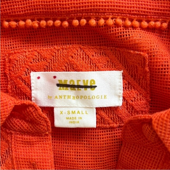 NWOT Anthropologie Maeve Long-Sleeve Collared Shirt Dress Coverup Red - Picture 14 of 16